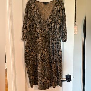 Sanctuary Snake Print Wrap Dress in Taupe and Black
